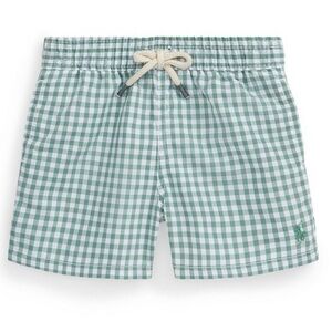 New Ralph Lauren green gingham swim trunks, 9-12 months